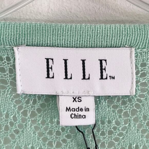 Elle Women's Cardigan Sweater XS Mix Stitch Flyaway Mint Green Open Elbow Sleeve - Picture 8 of 11